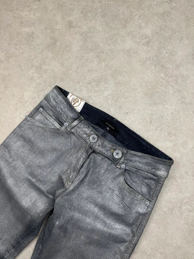 2000s Plein Sud Metallic Silver Skinny Denim Jeans aIPDkqF 5