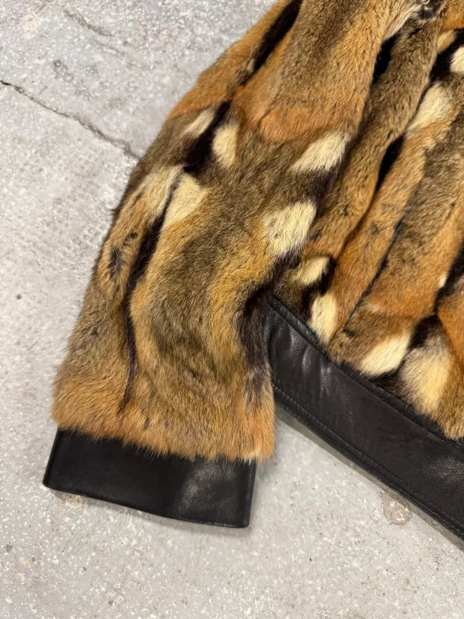2000s Plein Sud Natural Fur Black Leather Jacket (XS) 5