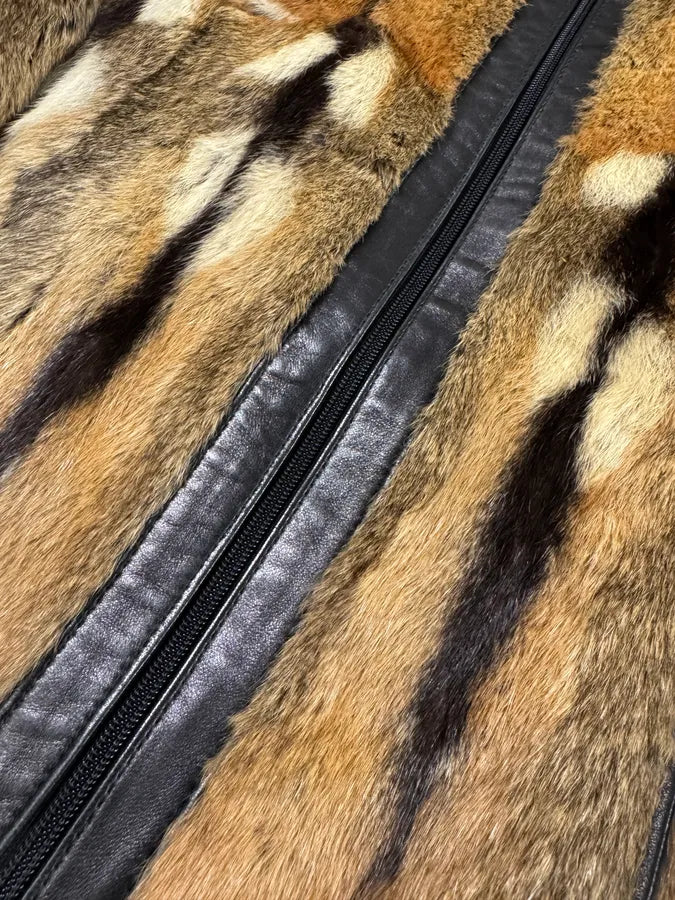 2000s Plein Sud Natural Fur Black Leather Jacket (XS) 11