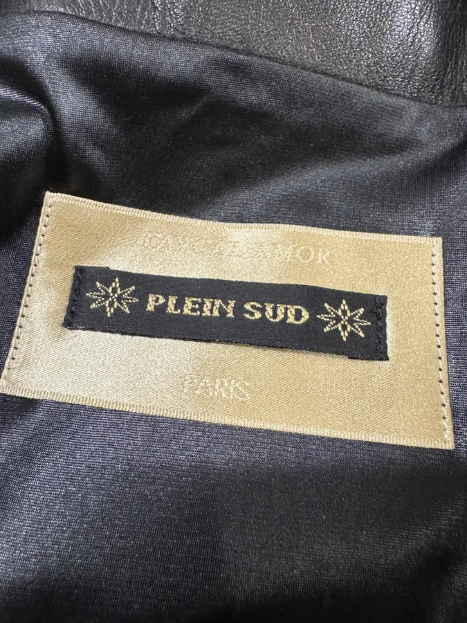 2000s Plein Sud Natural Fur Black Leather Jacket (XS) 12