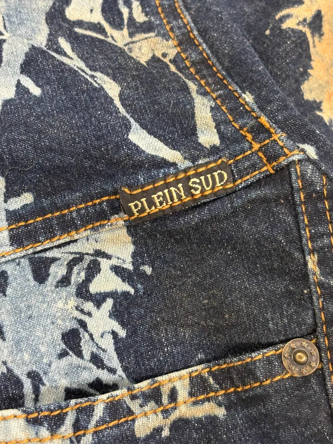 2000s Plein Sud Navy Acid Wash Cropped Denim Jacket CzwYTTg 6