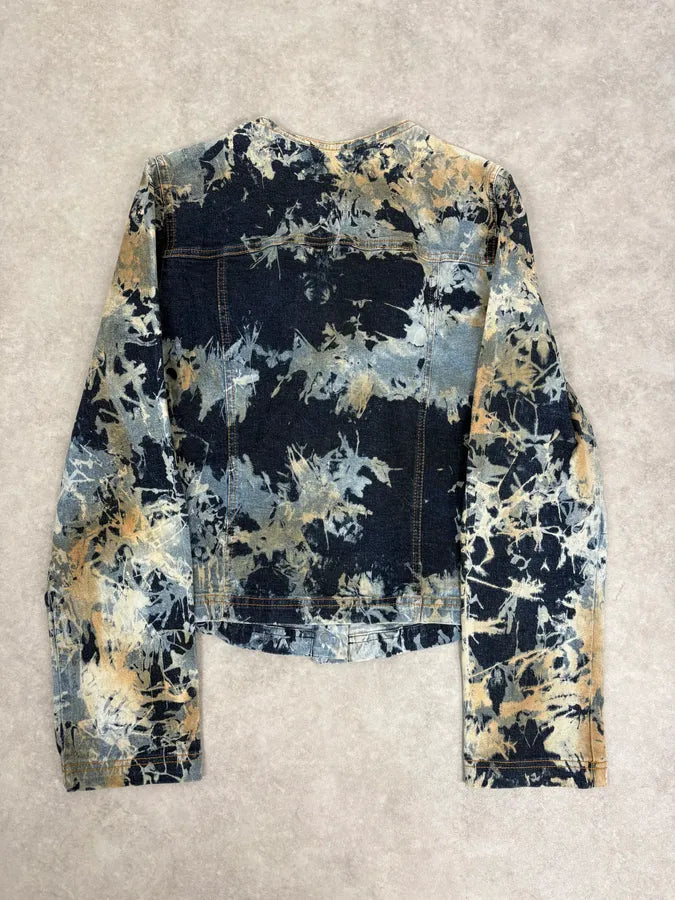 2000s Plein Sud Navy Acid Wash Cropped Denim Jacket CzwYTTg 3