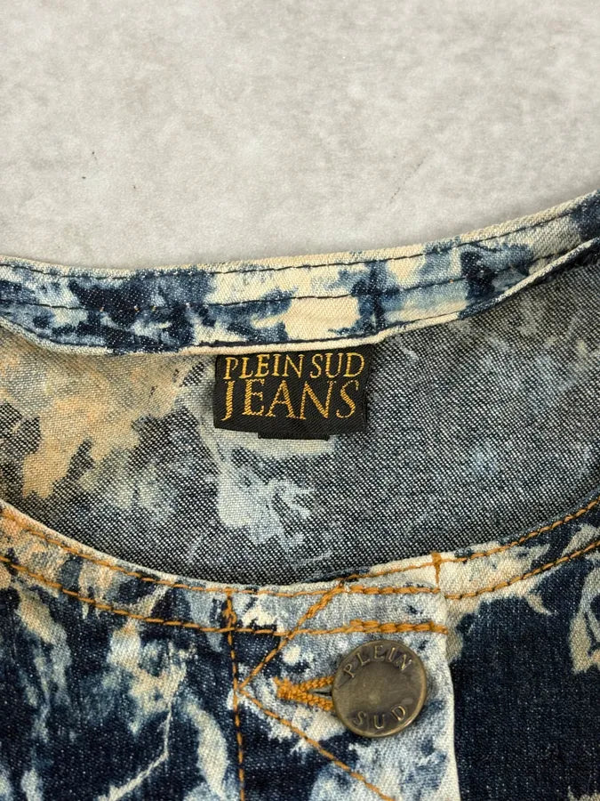 2000s Plein Sud Navy Acid Wash Cropped Denim Jacket CzwYTTg 7
