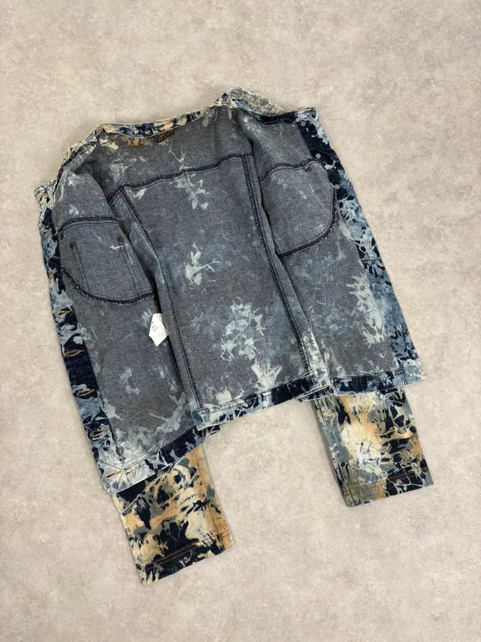 2000s Plein Sud Navy Acid Wash Cropped Denim Jacket CzwYTTg 5