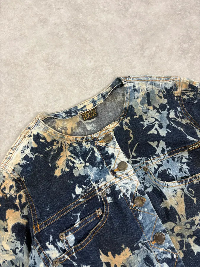 2000s Plein Sud Navy Acid Wash Cropped Denim Jacket CzwYTTg 2