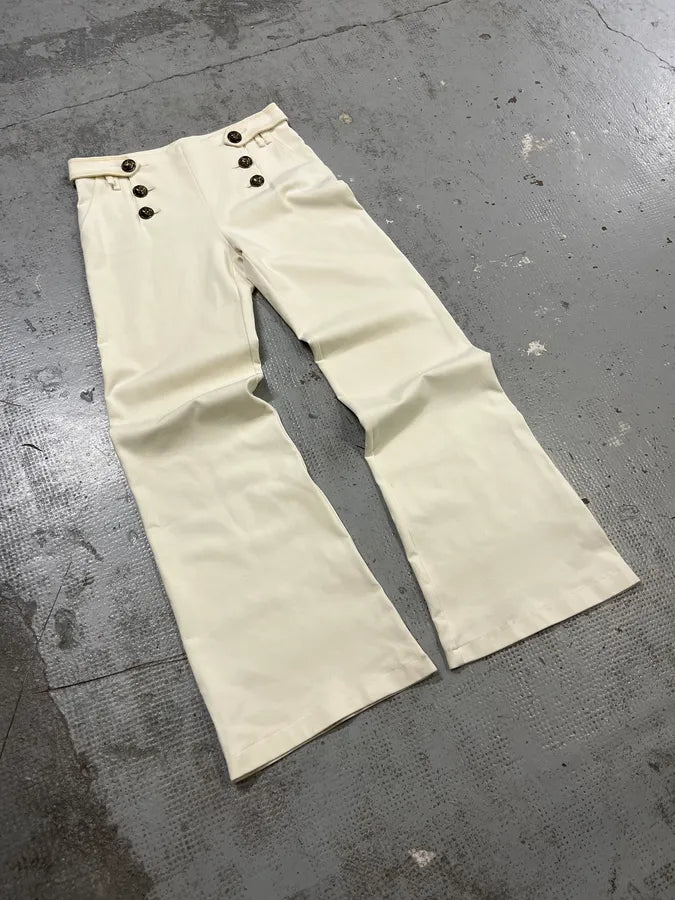 2000s Plein Sud Officer Cream Milano Double-Breasted Pants ZEZjRPh 4