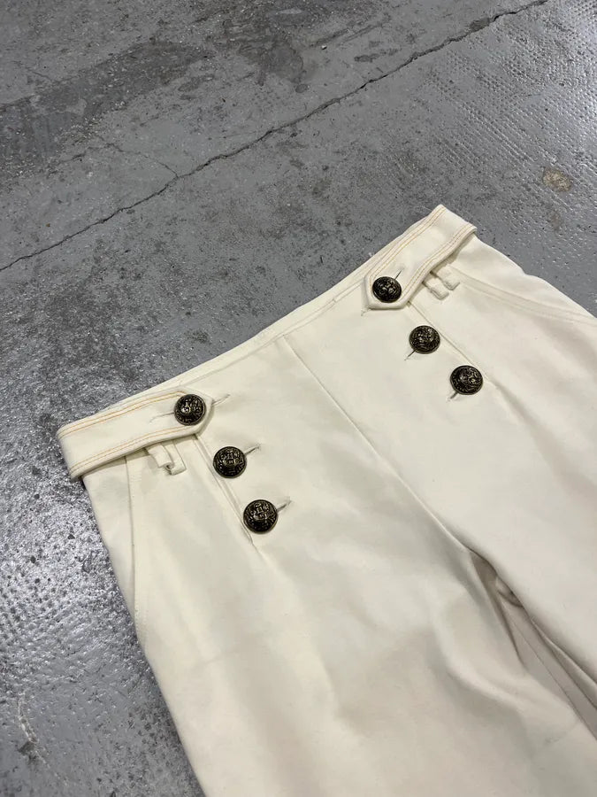 2000s Plein Sud Officer Cream Milano Double-Breasted Pants ZEZjRPh 5