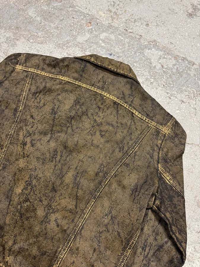 2000s Plein Sud Olive Painted Effect Eroded Jacket yIVnoPY 5