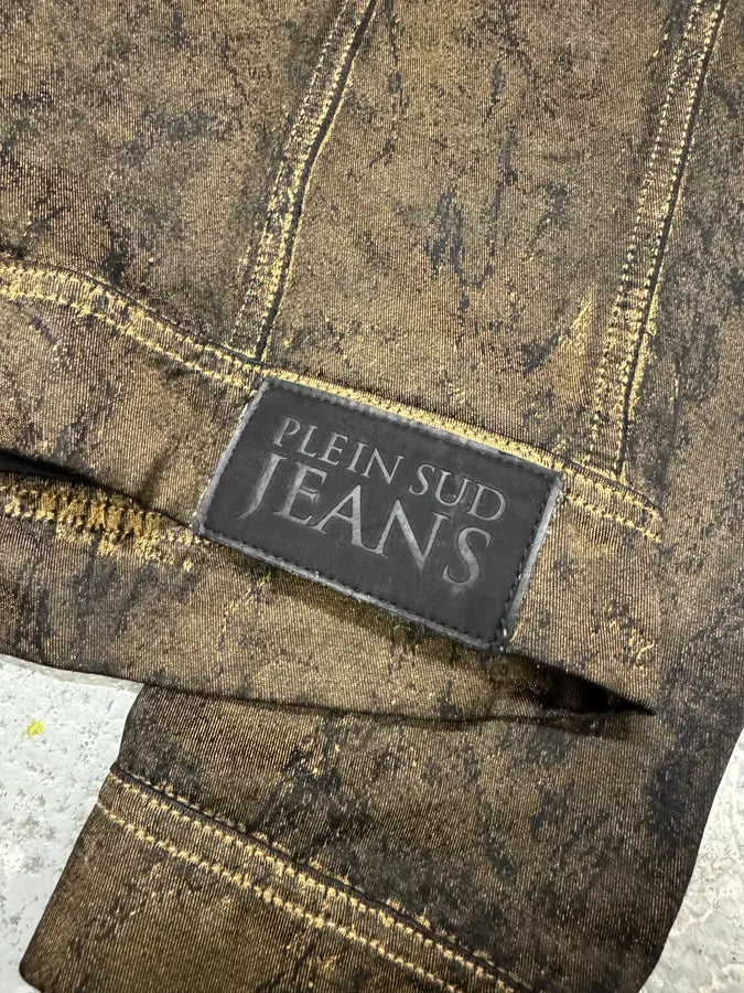 2000s Plein Sud Olive Painted Effect Eroded Jacket yIVnoPY 8