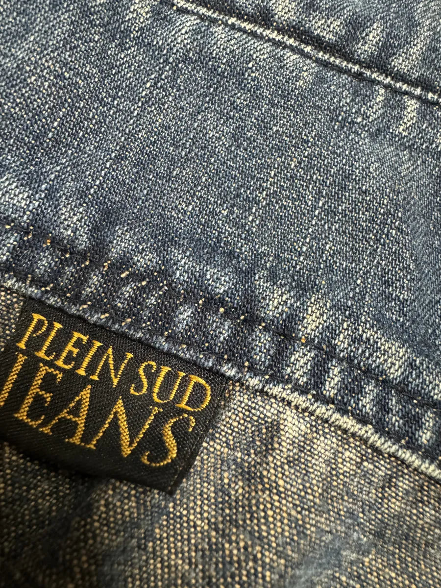 2000s Plein Sud Pleats Blue Denim Vest & Skirt Set hujkcCS 6