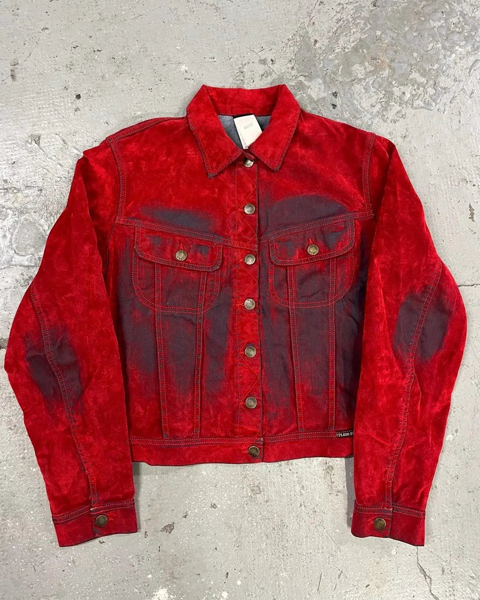 2000s Plein Sud Red Blood Velvet Shadow Jacket (XS) 0