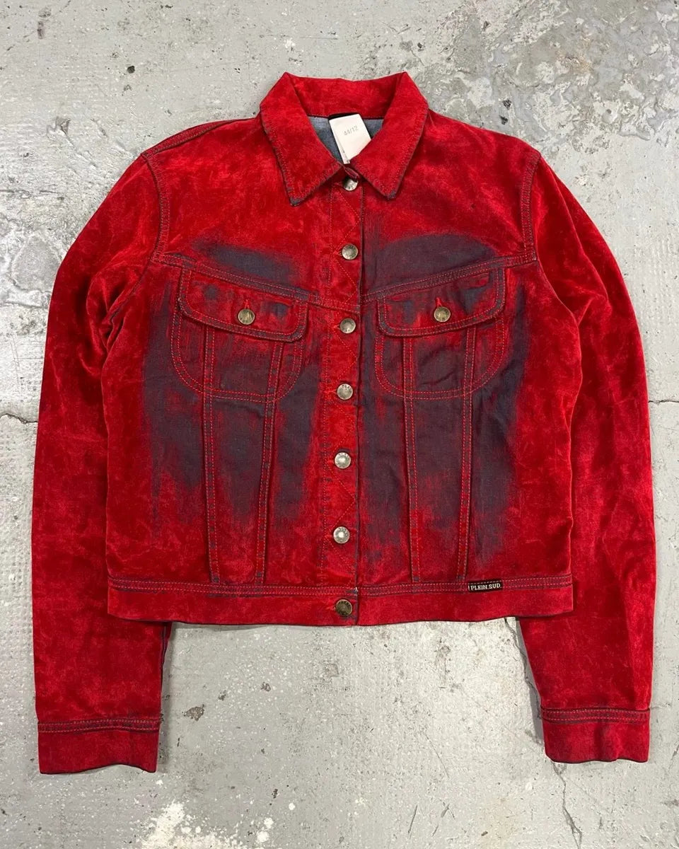 2000s Plein Sud Red Blood Velvet Shadow Jacket (XS) 1