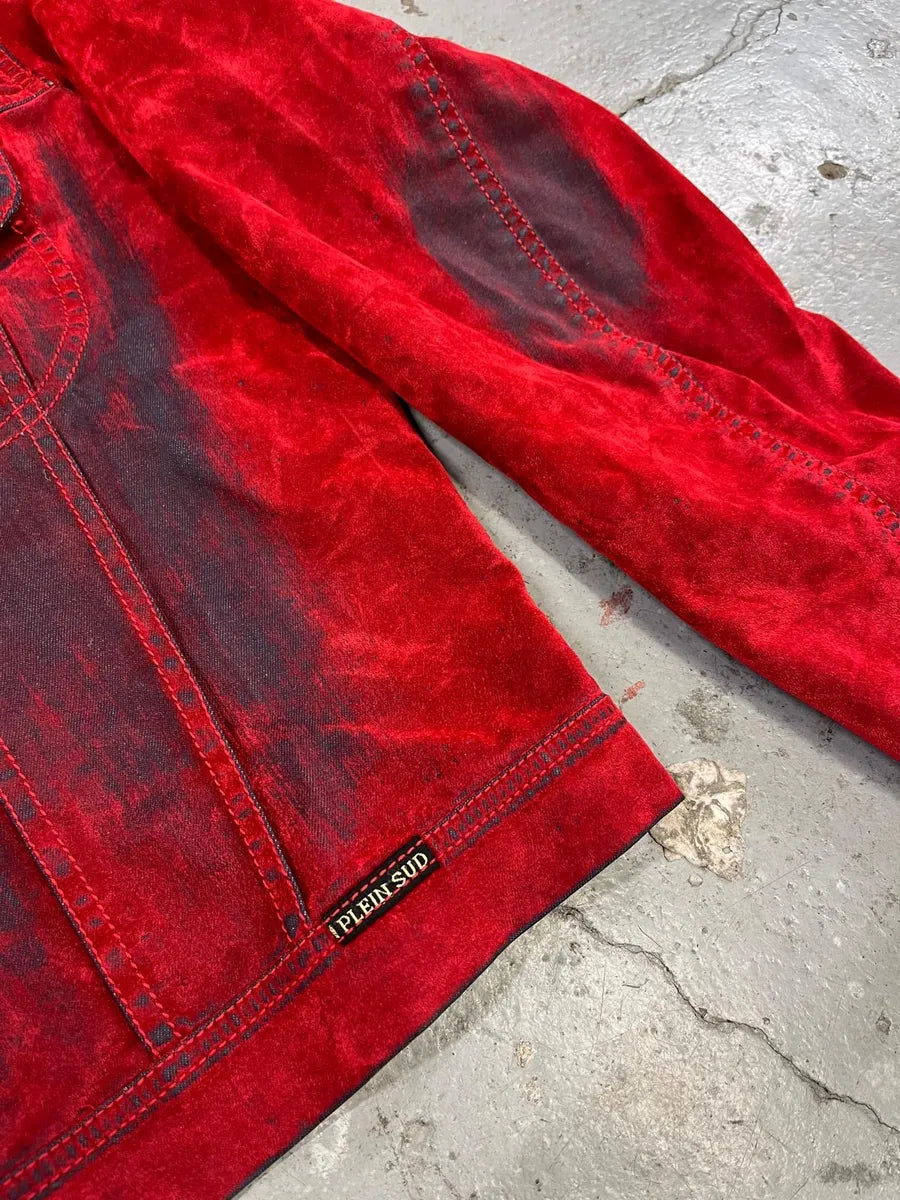 2000s Plein Sud Red Blood Velvet Shadow Jacket (XS) 11