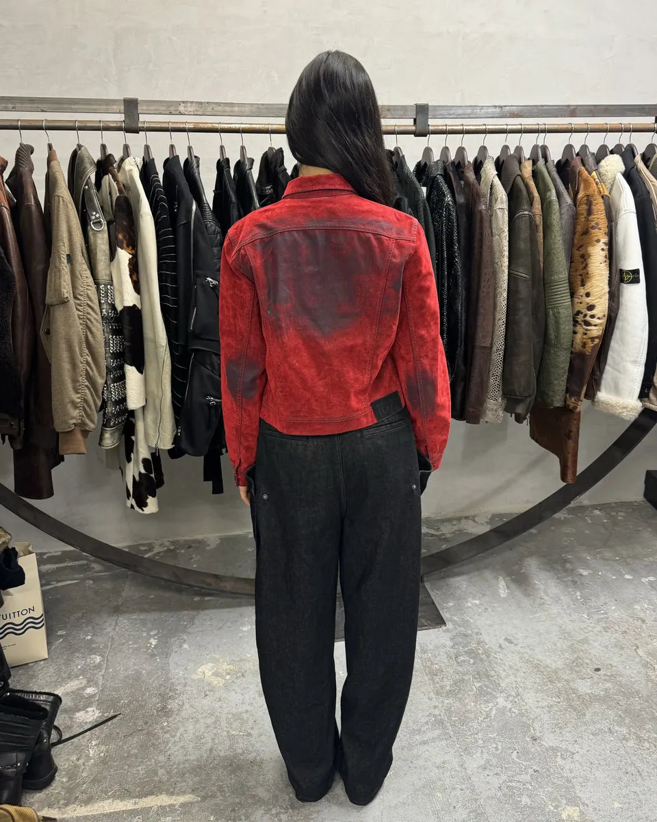 2000s Plein Sud Red Blood Velvet Shadow Jacket (XS) 3