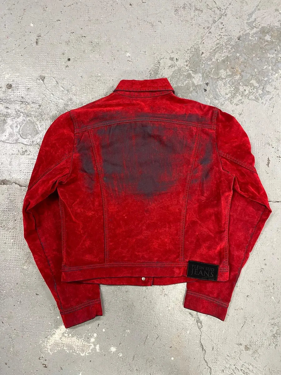2000s Plein Sud Red Blood Velvet Shadow Jacket (XS) 4