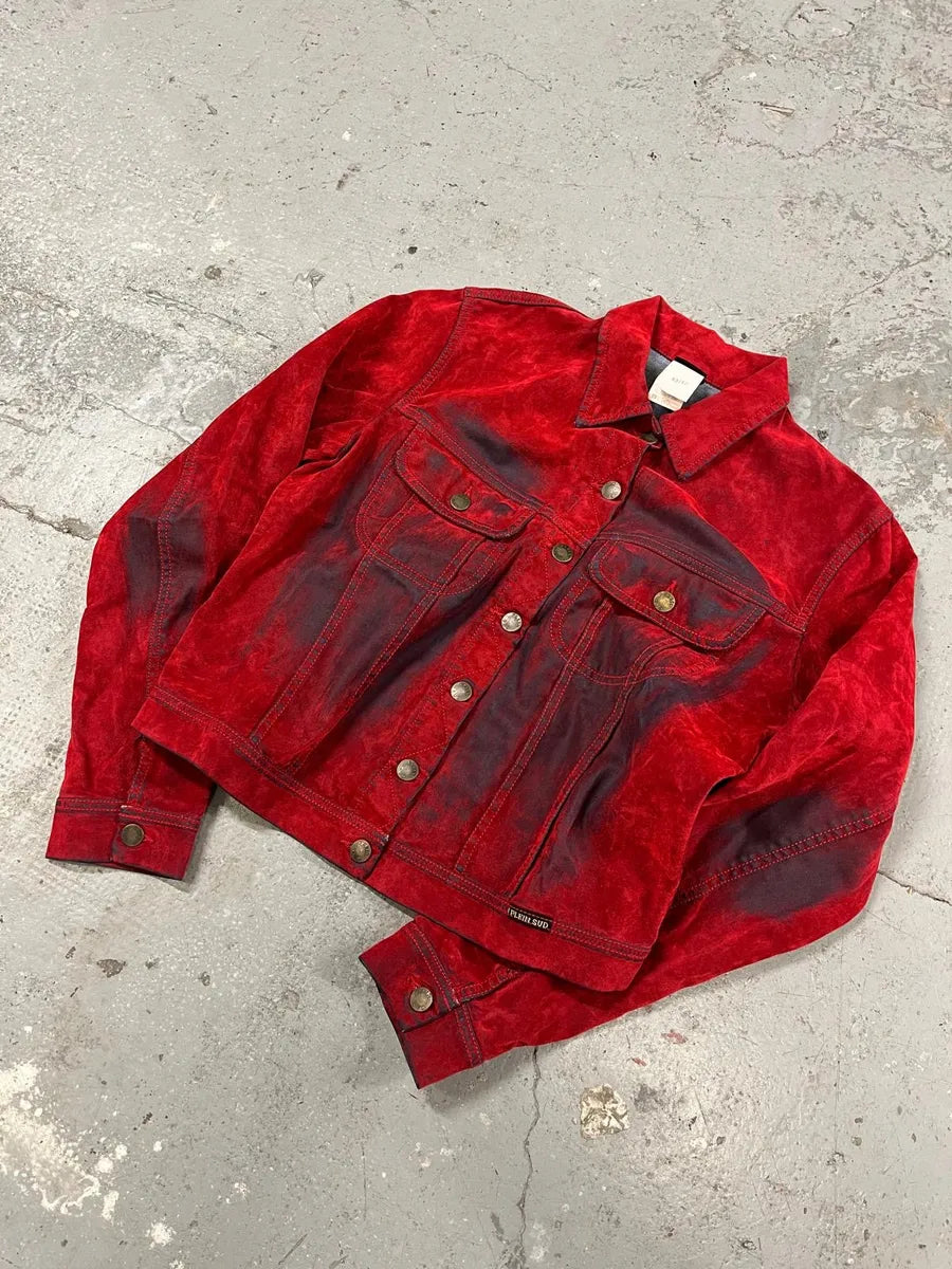 2000s Plein Sud Red Blood Velvet Shadow Jacket (XS) 5