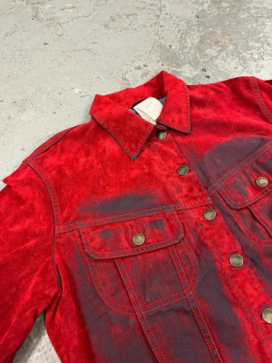 2000s Plein Sud Red Blood Velvet Shadow Jacket (XS) 6