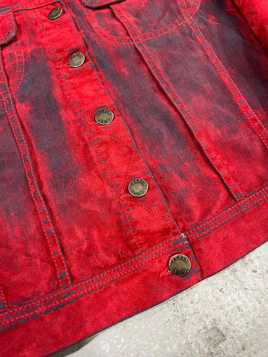 2000s Plein Sud Red Blood Velvet Shadow Jacket (XS) 7