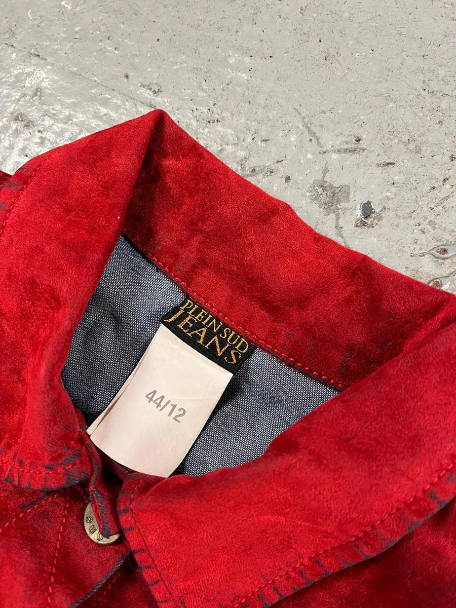 2000s Plein Sud Red Blood Velvet Shadow Jacket (XS) 9