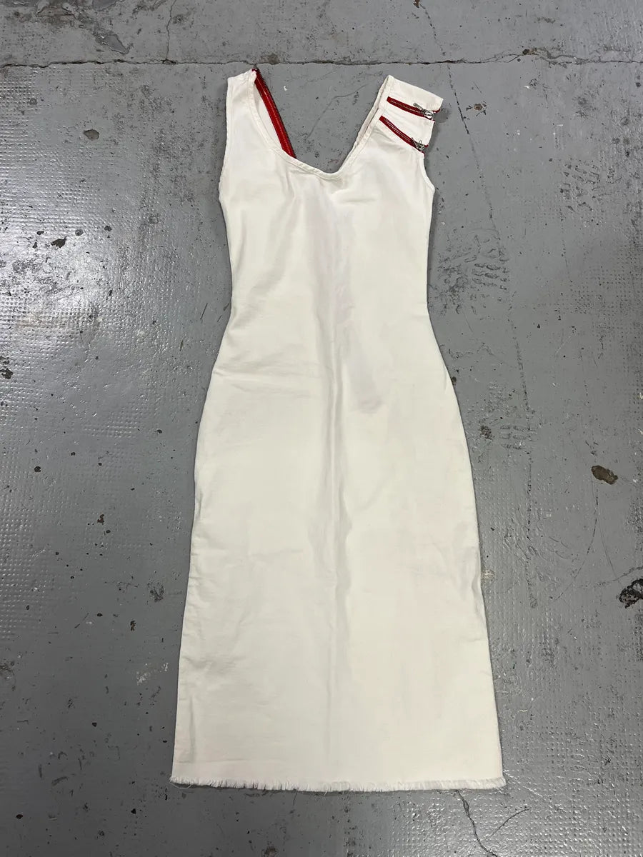 2000s Plein Sud Red Zip White Dress YSsIjBv 2