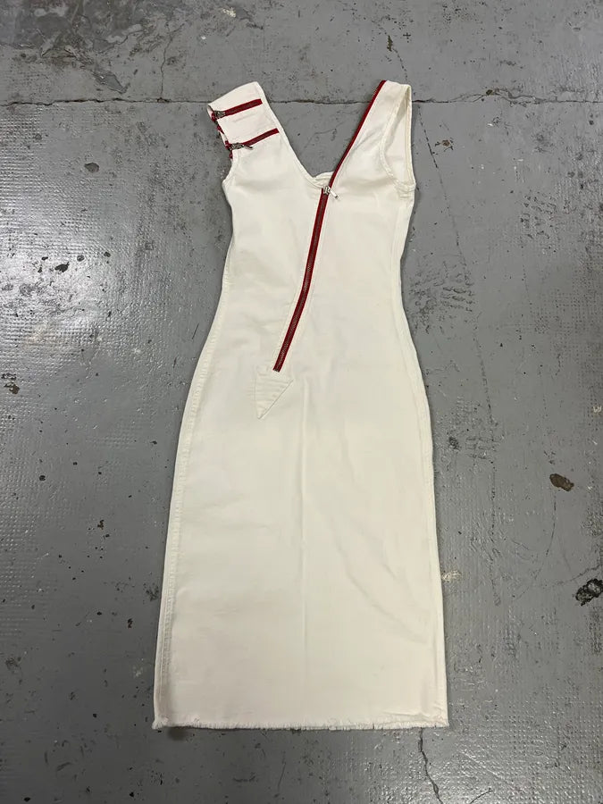 2000s Plein Sud Red Zip White Dress YSsIjBv 3