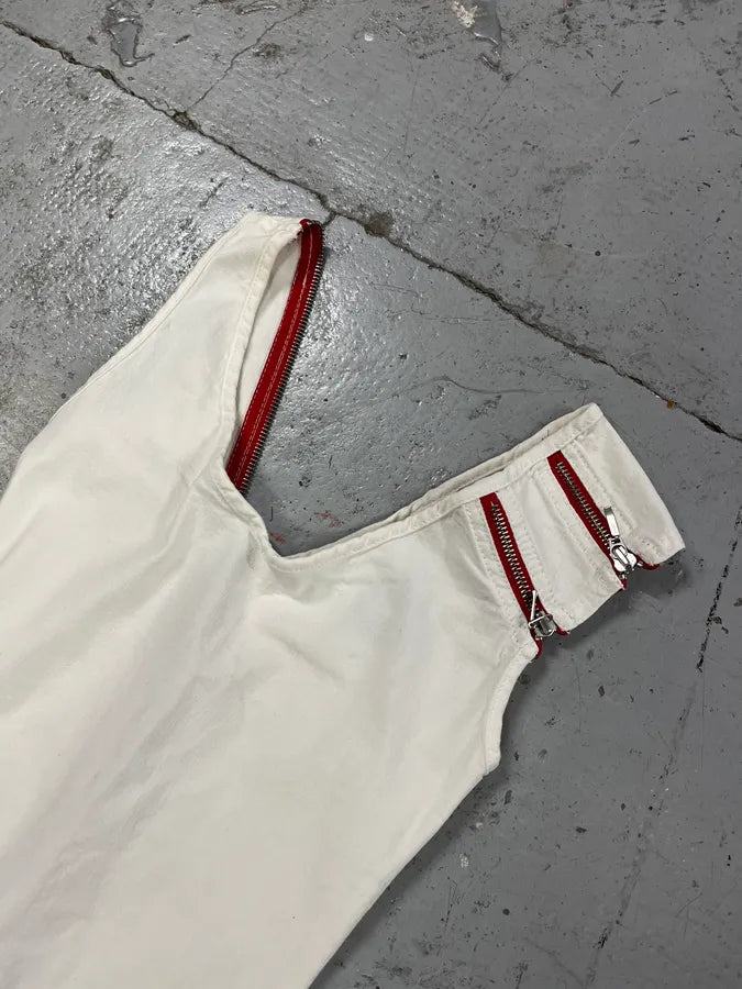2000s Plein Sud Red Zip White Dress YSsIjBv 4