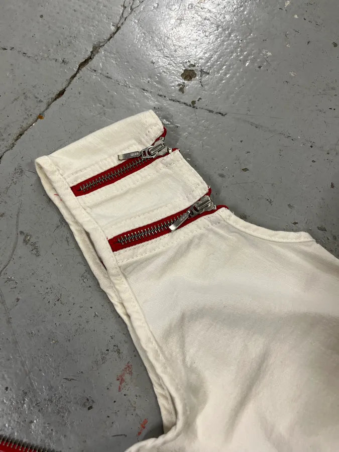 2000s Plein Sud Red Zip White Dress YSsIjBv 5