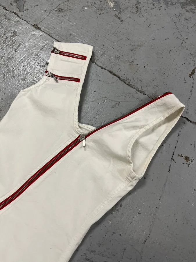2000s Plein Sud Red Zip White Dress YSsIjBv 7
