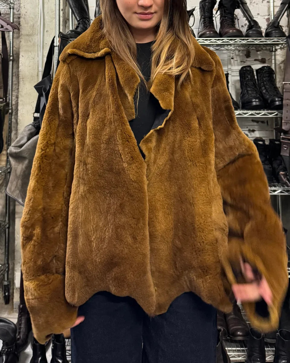 2000s Plein Sud Reversible Camel Fur & Obscure Coat Jacket (M/L) 1
