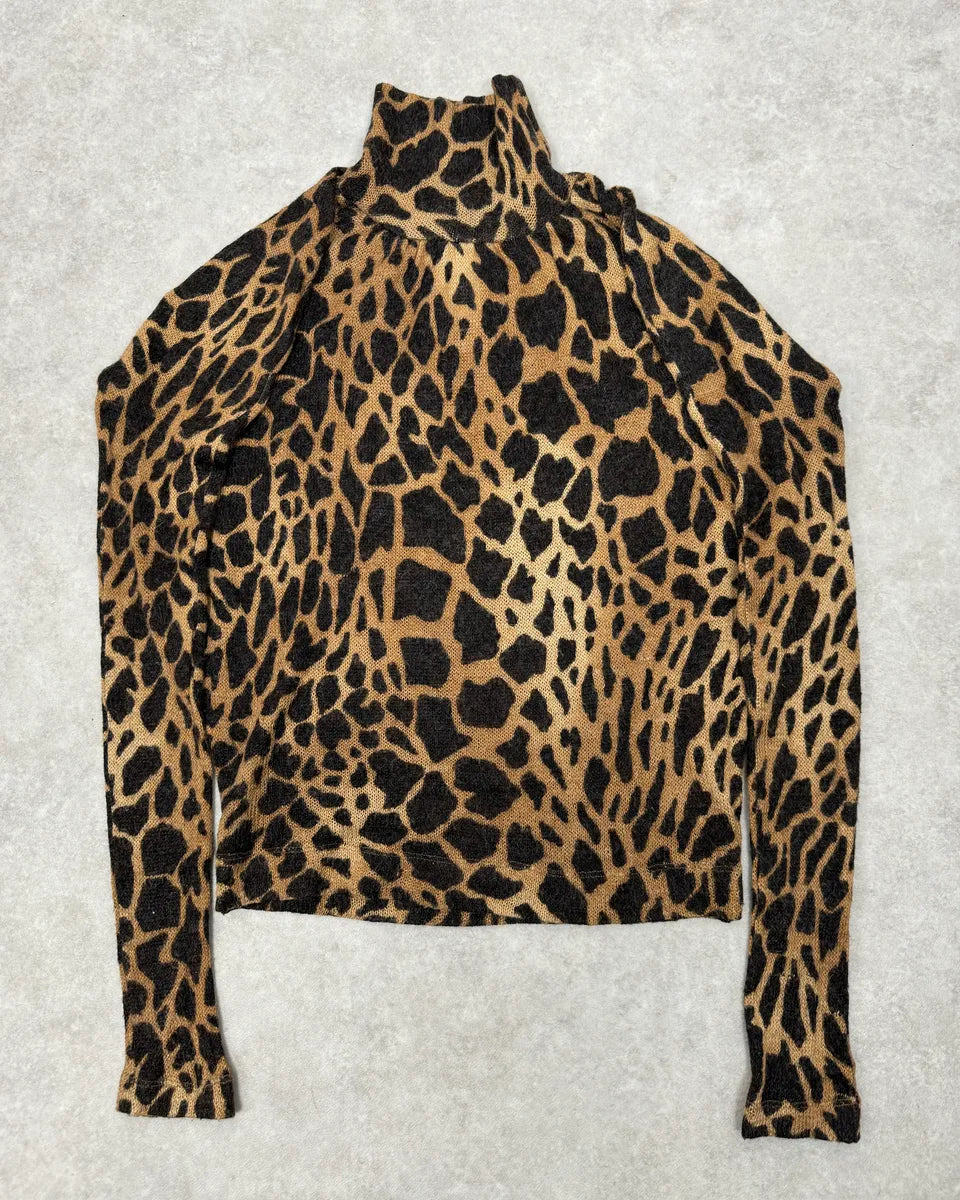 2000s Plein Sud Vulcano Leopard Effect Turtleneck Longsleeves Top jxcleqq 0