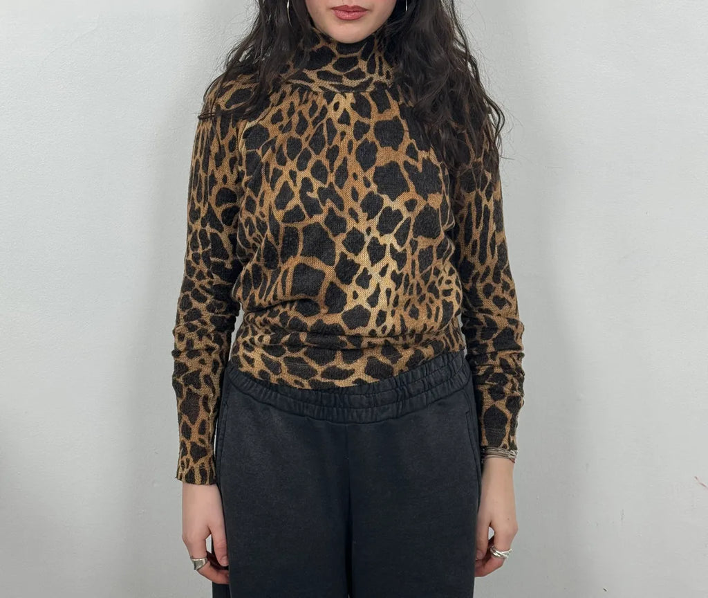 2000s Plein Sud Vulcano Leopard Effect Turtleneck Longsleeves Top jxcleqq 1