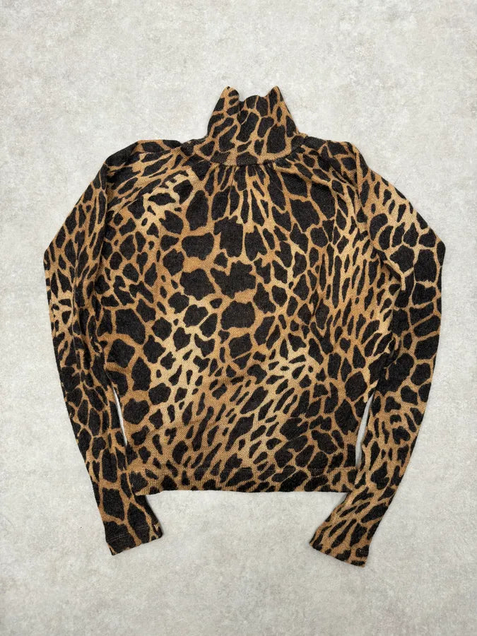 2000s Plein Sud Vulcano Leopard Effect Turtleneck Longsleeves Top jxcleqq 3