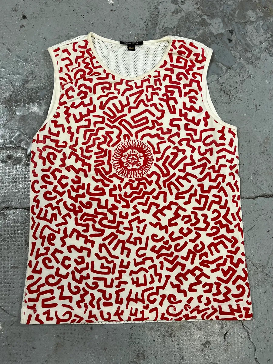 2000s Plein Sud White & Red Contemporary Tank Top (M) UlajotK 0