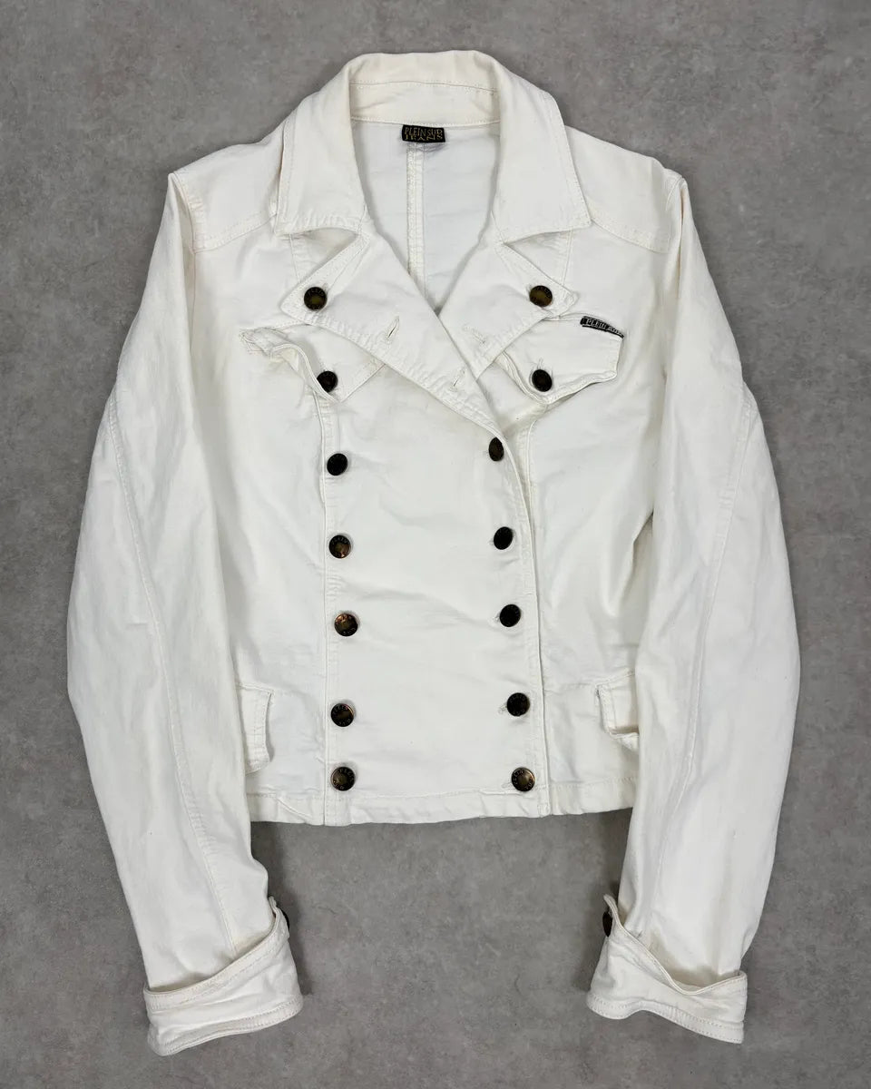 2000s Plein Sud White Double-Breasted Officer Jacket bIrYiuV 0
