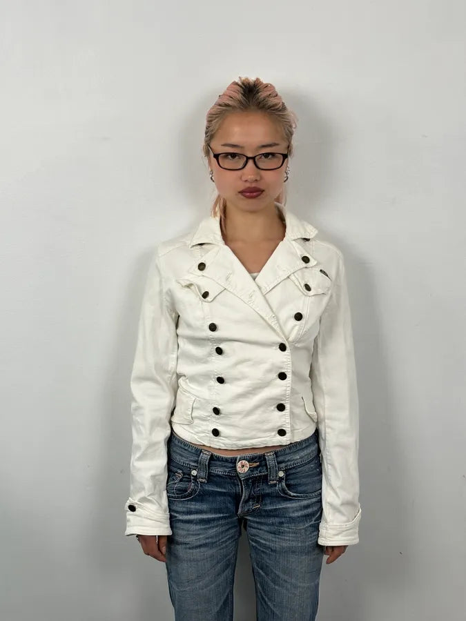 2000s Plein Sud White Double-Breasted Officer Jacket bIrYiuV 1