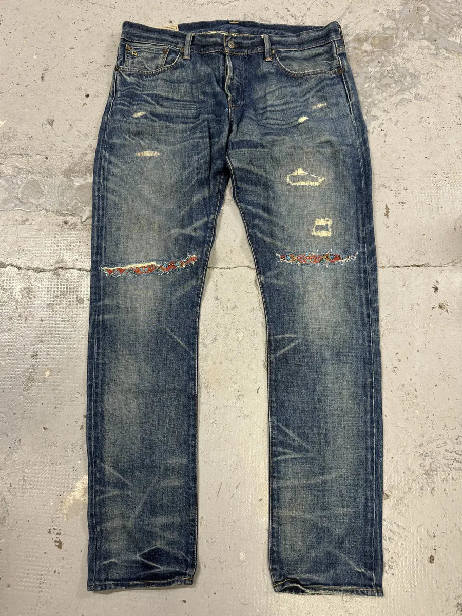 2000s Polo Ralph Lauren Blue Distressed Denim Jeans pouGsEm 0