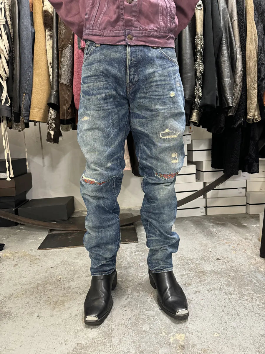 2000s Polo Ralph Lauren Blue Distressed Denim Jeans pouGsEm 1