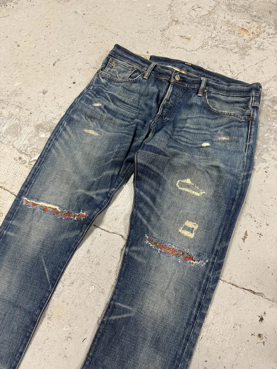 2000s Polo Ralph Lauren Blue Distressed Denim Jeans pouGsEm 11