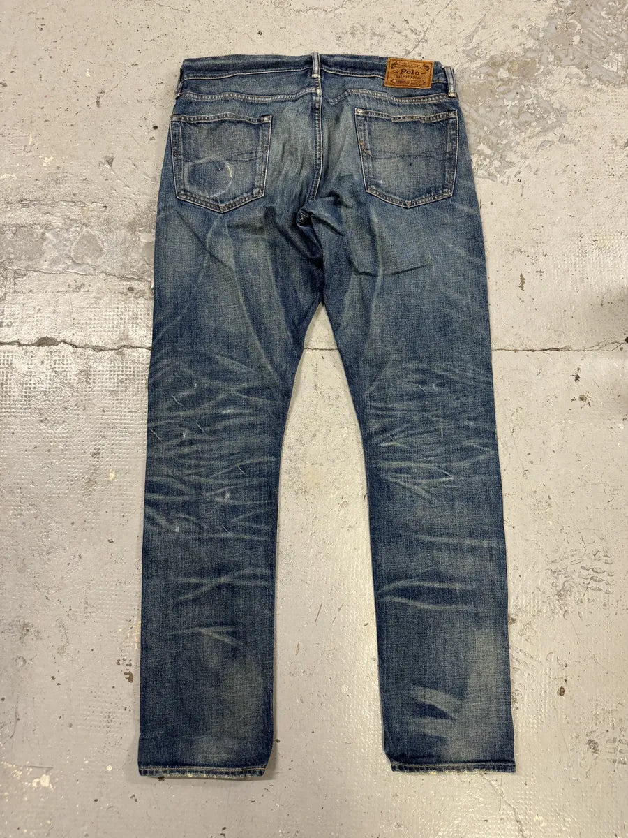 2000s Polo Ralph Lauren Blue Distressed Denim Jeans pouGsEm 4