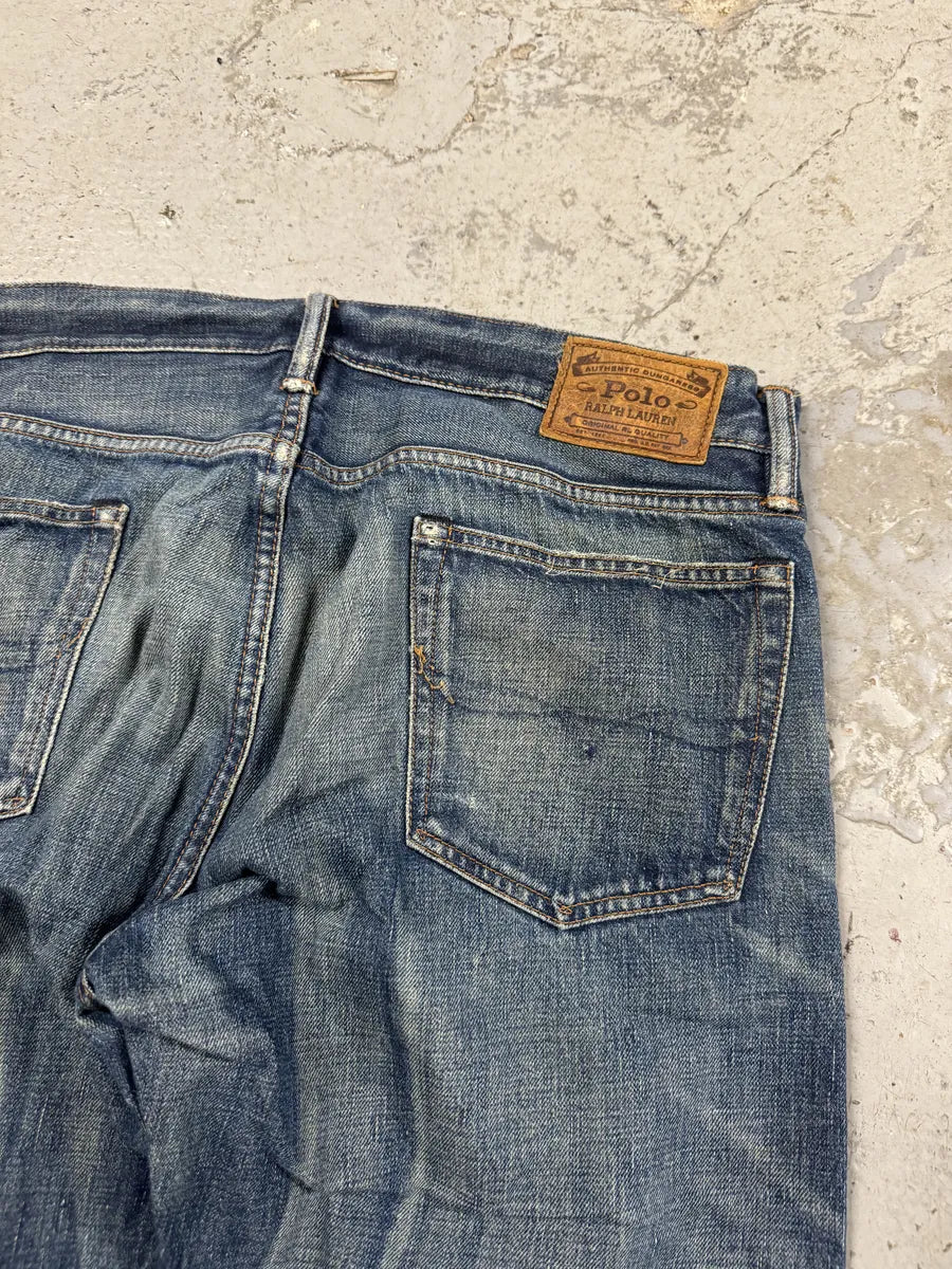 2000s Polo Ralph Lauren Blue Distressed Denim Jeans pouGsEm 5