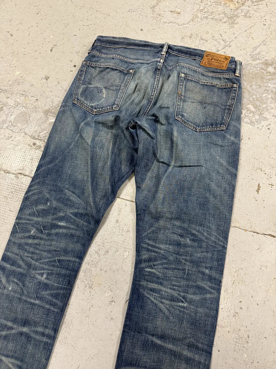 2000s Polo Ralph Lauren Blue Distressed Denim Jeans pouGsEm 6