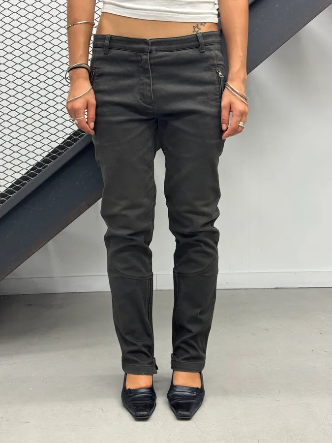 SS2004 Prada Dark Grey Zip Skinny Fit Pants  scZGQBq 0