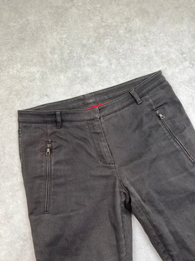 SS2004 Prada Dark Grey Zip Skinny Fit Pants  scZGQBq 5