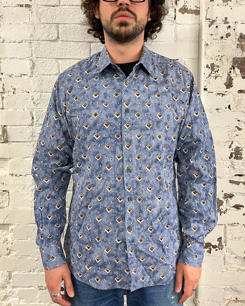 2000s Prada Abstract Cloud Blue Shirt MsyuJVK 1