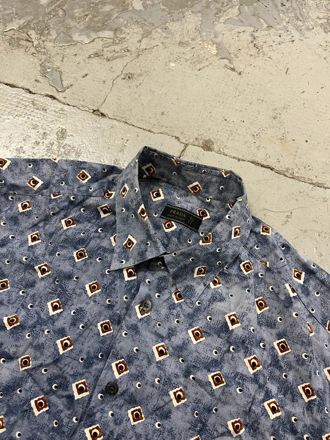 2000s Prada Abstract Cloud Blue Shirt MsyuJVK 4
