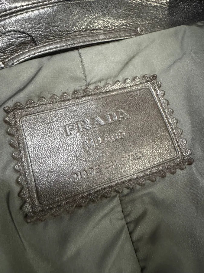 2000s Prada Adonis Hasselt Deep Brown Classy Long Leather Jacket (L/XL) bJOqvhD 8