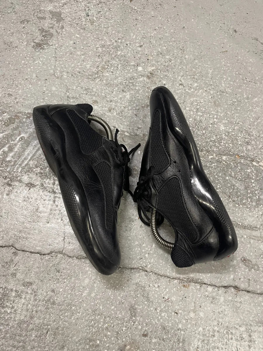 2000s Prada Americas Cup Black Leather Low Sneakers (36eu/us4) RBVJtrt 4