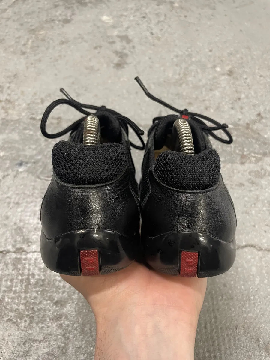2000s Prada Americas Cup Black Leather Low Sneakers (36eu/us4) RBVJtrt 5