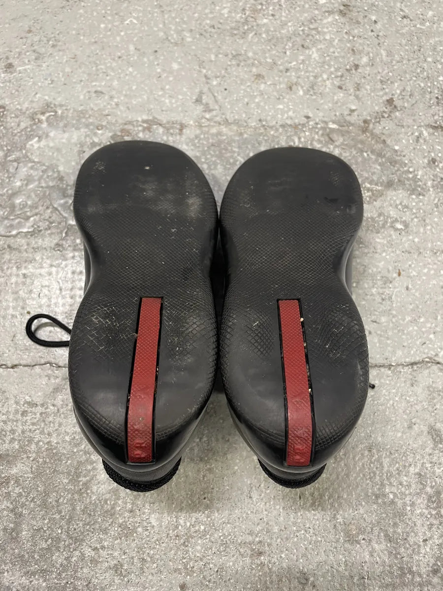 2000s Prada Americas Cup Black Leather Low Sneakers (36eu/us4) RBVJtrt 7