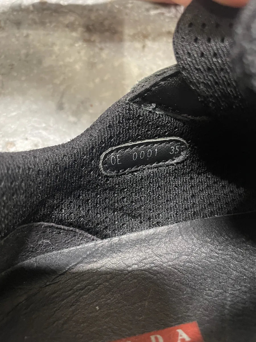 2000s Prada Americas Cup Black Leather Low Sneakers (36eu/us4) RBVJtrt 8